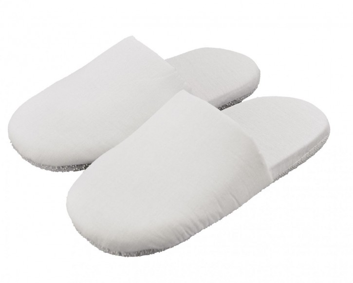 Carenesse 2 Paar softe Wellness-Pantoffeln weiß geschlossene Kappe Hotelschlappen Gästepantoffeln Größe ca. 37-39