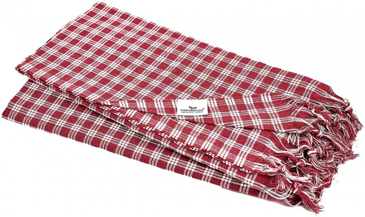 2x Hamamtuch KARO bordeaux klein kariert, leicht & platzsparend, 100% Baumwolle, 80 x 170 cm