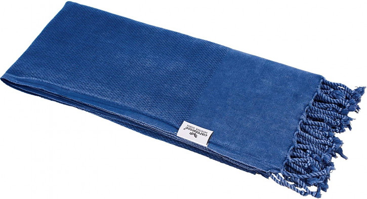 Hamamtuch STONE WASHED blau, platzsparend & saugstark, 100% Baumwolle, 80 x 190 cm