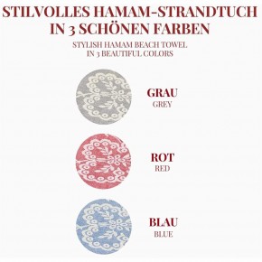 Hamamtuch PAISLEY grau, Doubleface Tuch edel & hochwertig, 100% Baumwolle, 90 x 175 cm