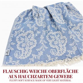 Hamamtuch PAISLEY blau, Doubleface Tuch edel & hochwertig, 100% Baumwolle, 90 x 175 cm