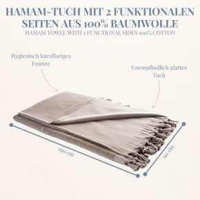 Hamamtuch FROTTIER 2in1 grau, funktionaler Stoffmix, 100% Baumwolle, 90 x 190 cm