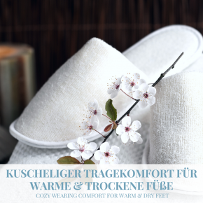 Carenesse 4 Paar Hotelslipper geschlossene Kappe weiß Einwegslipper Gästeschuhe rutschfeste Sohle Größe ca. 38-42