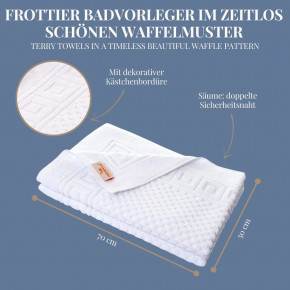 2x Badvorleger WAFFEL 50x70 cm weiß 100% Baumwolle Badematte Badteppich Duschvorleger