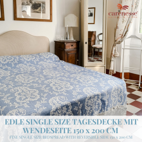 Tagesdecke PAISLEY blau 150 x 200 cm Single Size Wohndecke Überwurf Bett & Sofa 100% Baumwolle