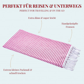 Hamamtuch STREIFEN pink, federleicht & hauchzart, 100% Baumwolle, 90 x 180 cm