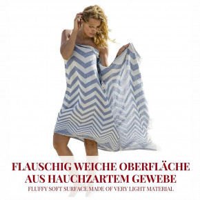 Hamamtuch ZICKZACK blau, Doubleface Tuch edel & hochwertig, 100% Baumwolle, 90 x 175 cm