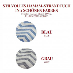 Hamamtuch ZICKZACK blau, Doubleface Tuch edel & hochwertig, 100% Baumwolle, 90 x 175 cm