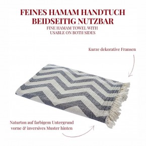 Hamamtuch ZICKZACK grau, Doubleface Tuch edel & hochwertig, 100% Baumwolle, 90 x 175 cm