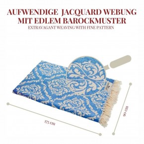 Hamamtuch BAROCK blau, Doubleface Tuch edel & hochwertig, 100% Baumwolle, 90 x 175 cm