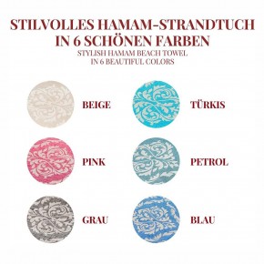 Hamamtuch BAROCK pink, Doubleface Tuch edel & hochwertig, 100% Baumwolle, 90 x 175 cm
