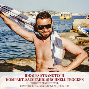 Hamamtuch TOMMY rot blau weiß gestreift, leicht & stylish, 100% Baumwolle, 100 x 180 cm