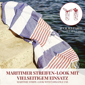 Hamamtuch TOMMY grau weiß gestreift, leicht & stylish, 100% Baumwolle, 100 x 180 cm