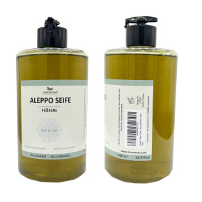 Aleppo Flüssigseife flüssig mit Dosierkappe, 75% Olivenöl 25% Lorbeeröl, 1x500ml