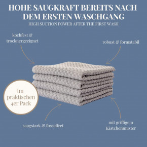 4x Handtuch WAFFEL 50x100 cm taupe grau Premium Hotelqualität 100% Baumwolle saugstark & strapazierfähig