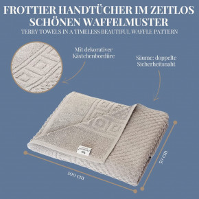 4x Handtuch WAFFEL 50x100 cm taupe grau Premium Hotelqualität 100% Baumwolle saugstark & strapazierfähig