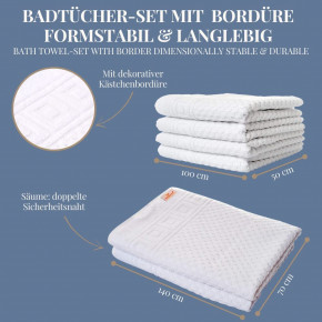 Handtuch-Set 8 tlg. WAFFEL weiß I Premium Hotelqualität 100% Baumwolle I Zwirnfrottier