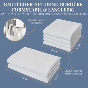 Handtuch-Set 8 tlg. BASIC weiß I Premium Hotelqualität 100% Baumwolle I Zwirnfrottier