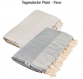 Tagesdecke FAVO beige Queen Size 200 x 240 cm Plaid Blanket Überwurf Bett & Sofa Pepita Muster