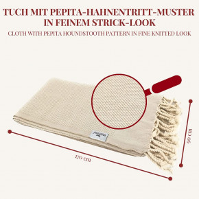 Hamamtuch FAVO beige mit feinem Pepita-Hahnentrittmuster I 100% Baumwolle I 90 x 170 cm