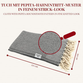 Hamamtuch FAVO schwarz mit feinem Pepita-Hahnentrittmuster I 100% Baumwolle I 90 x 170 cm