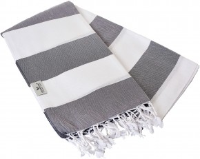 Hamamtuch TOMMY grau weiß gestreift, leicht & stylish, 100% Baumwolle, 100 x 180 cm