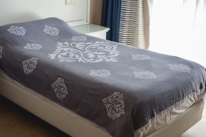 Tagesdecke ORNAMENT grau 180 x 210 cm Überwurf Bett & Sofa Dekodecke 100% Baumwolle