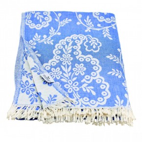 Tagesdecke PAISLEY blau beidseitig schöner Überwurf dünn & leicht 100% Baumwolle  150 x 200 cm